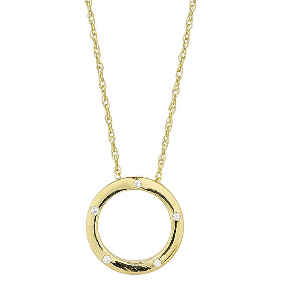 Shop 9ct Yellow Gold Cubic Screw Set Open Circle Pendant